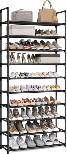 SONGMICS Półka na buty 10 poziomów 28x83x173 cm - półka do przedpokoju