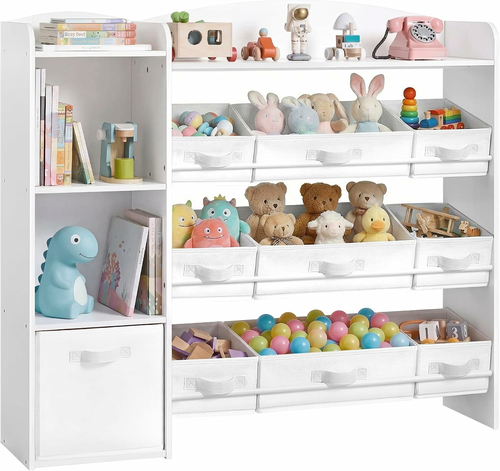 SONGMICS regał na zabawki Montessori 113 x 30 x 104 cm – biały
