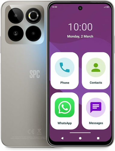 SPC Zeus 2 Elite - smartfon dla seniorów 6,7" z trybem prostym, srebrny