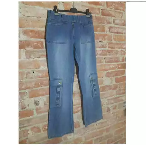 Spodnie jeansy szerokie 100% bawełna unisex widok od przodu