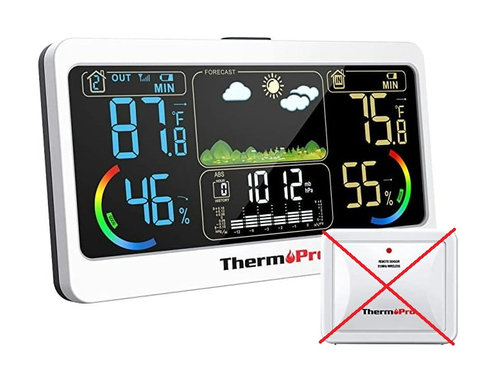 Stacja pogodowa z czujnikiem ThermoPro TP-68 widok z przodu.