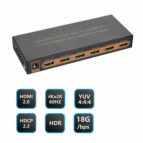 Sumator switcher przełącznik HDMI 5X1 4K 60HZ HDR widok z tyłu