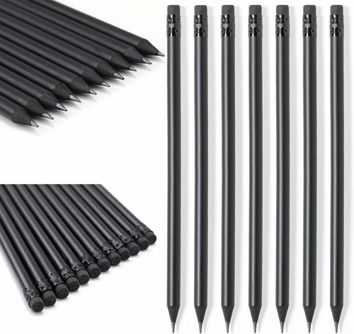 Sxutop ołówki HB z gumką 19 cm – zestaw 100 sztuk, czarne drewno