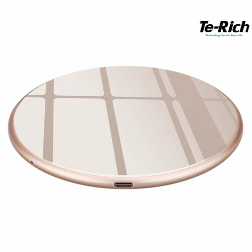 Szybka ładowarka bezprzewodowa Te-Rich Ultra Slim V8 10W Qi widok z przodu