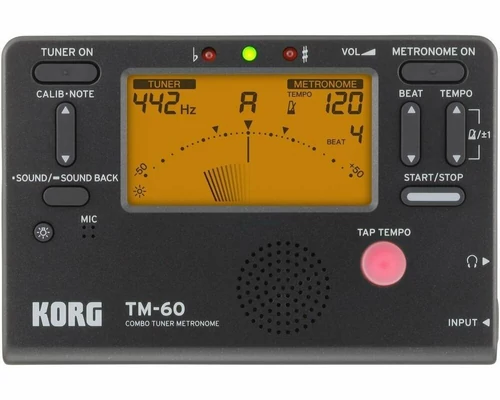 Tuner chromatyczny i metronom Korg TM-60 widok z przodu