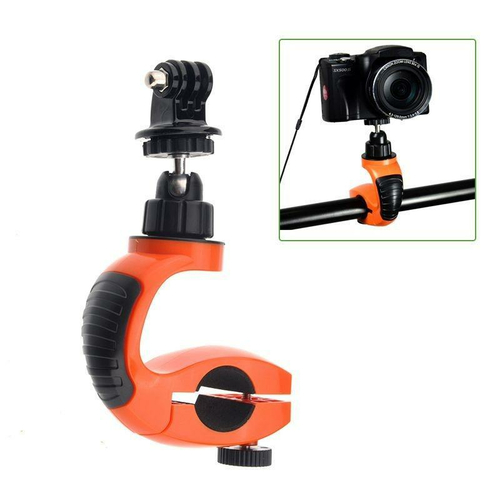 Uchwyt rowerowy na kierownice do GoPro Andoer 1/4' widok z aparatem