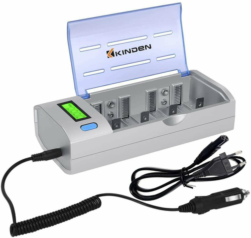 Uniwersalna ładowarka z wyświetlaczem LCD AA AAA CD 9V Ni-MH Ni-CD widok z przodu