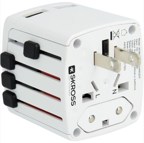 Uniwersalny adapter podróżny EU/USA/Australia/Chiny SKROSS Hama widok z przodu