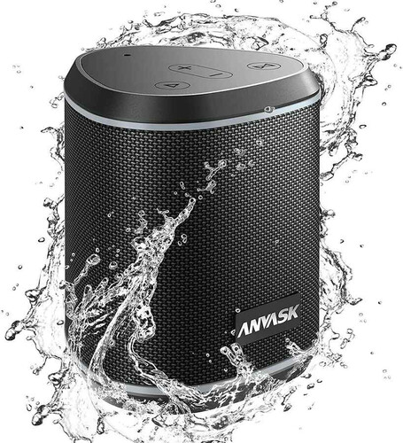 Wodoodporny przenośny bezprzewodowy głośnik Bluetooth 5.0 ANVASKEU IPX7 widok z przodu.