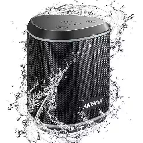 Wodoodporny przenośny bezprzewodowy głośnik Bluetooth 5.0 ANVASKEU IPX7 widok z przodu.