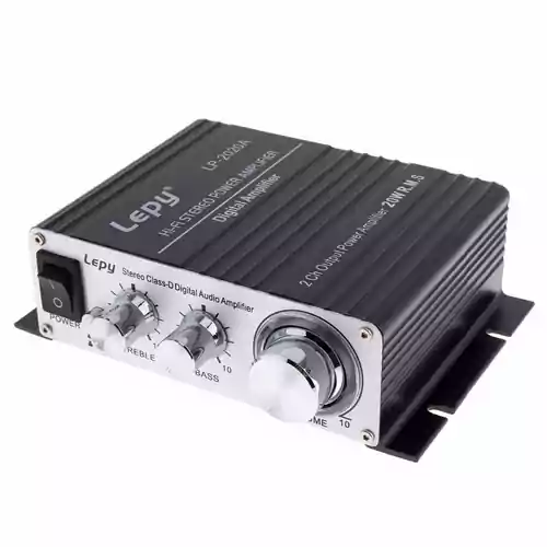 Wzmacniacz stereo audio Lepy LP-2020A Hi-Fi Power widok z przodu