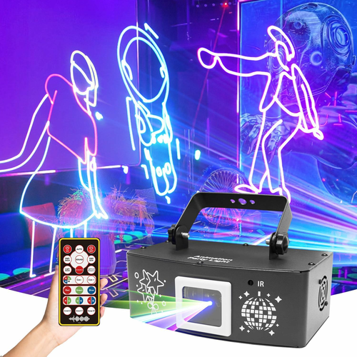 YMLUKzun skaner laserowy RGB DMX512 z pilotem – efekt świetlny