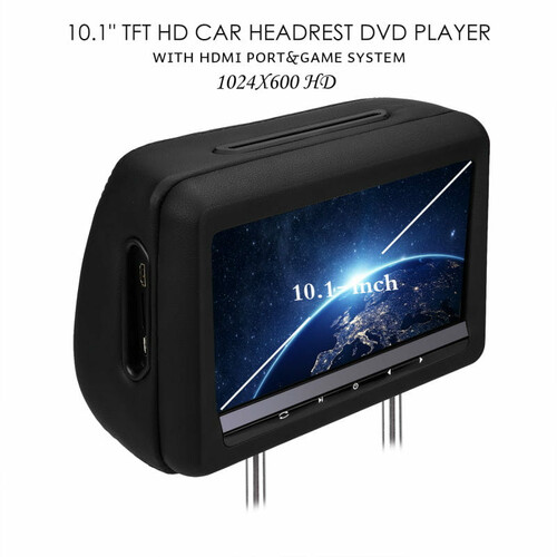 Zagłówek LCD poduszka DVD HDMI USB 10.1" widok z przodu
