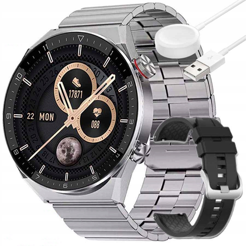 Zaxer PRO MAX – smartwatch męski z bransoletą i rozmowami, srebrny
