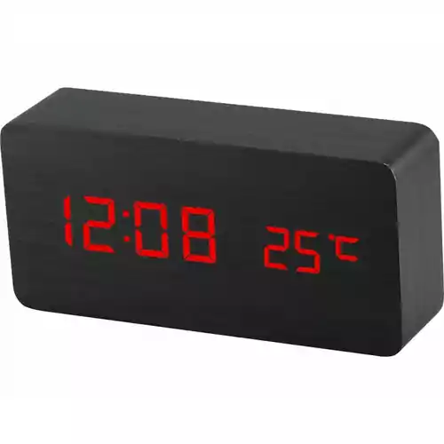 Zegarek LED budzik z wbudowanym termometrem widok z przodu