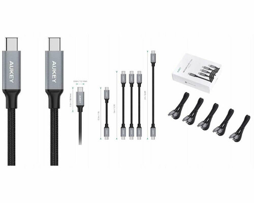 Zestaw 5 przewodów USB 3.0 USB-C Aukey CB-CMD9 widok zestawu