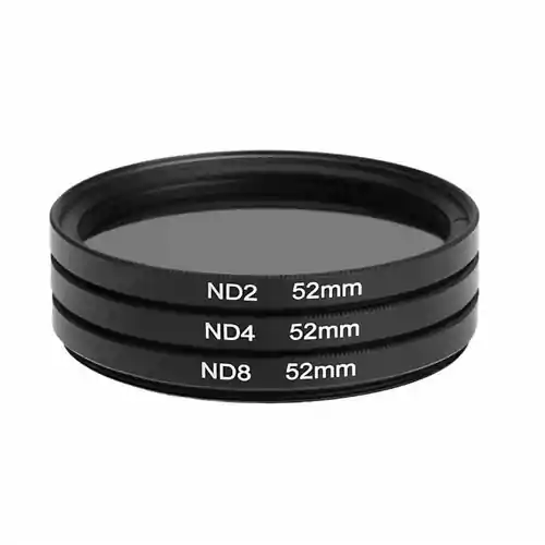 Zestaw filtrów polaryzacyjnych Andoer 52mm ND2/ND4/ND8 Nikon Canon Sony Pentax widok z przodu