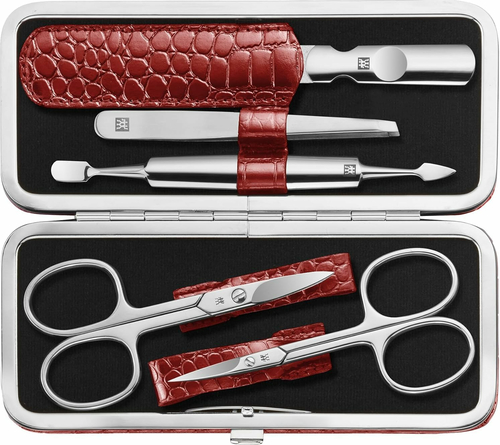 ZWILLING Zestaw do manicure 5-częściowy, etui skórzane, czerwony