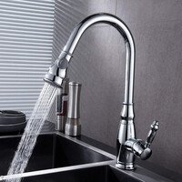 Bateria kuchenna z wyciąganą wylewką srebrna Oil Rubbed Bronze widok z boku