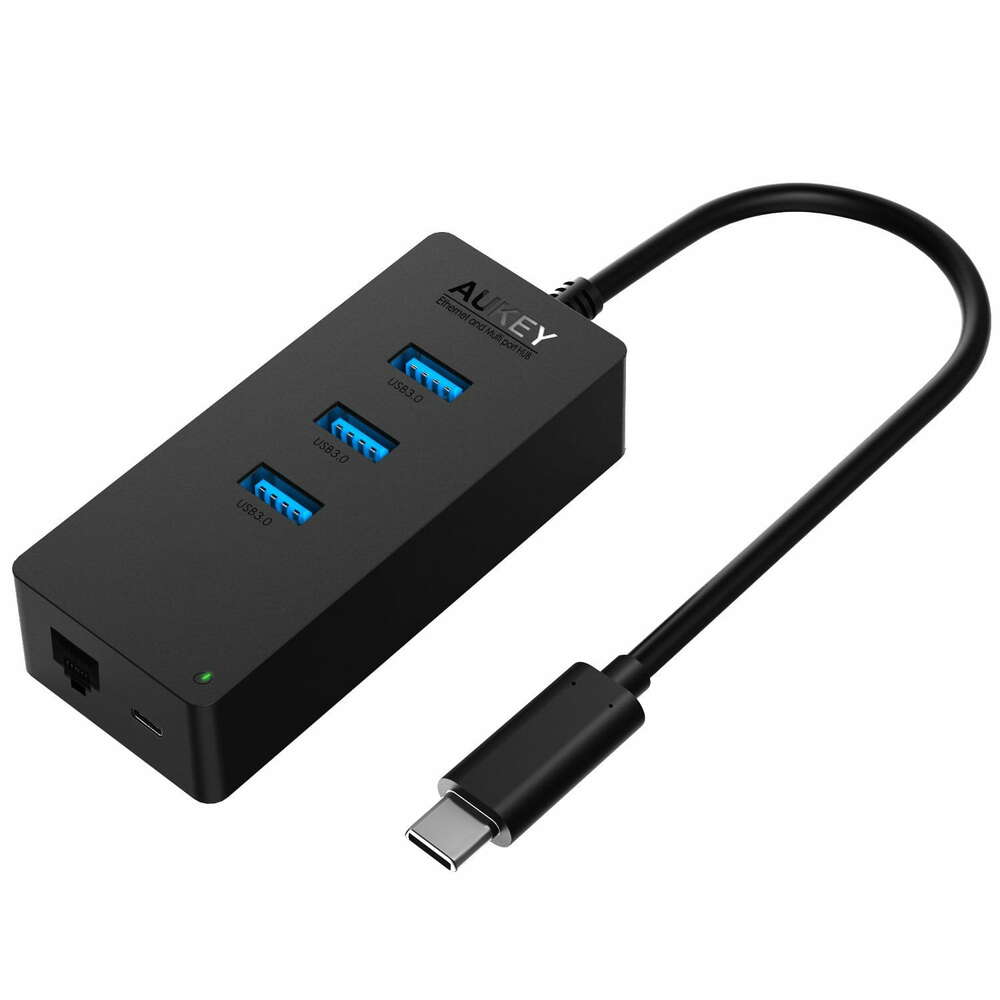 Karta Sieciowa LAN Gigabit i HUB Aukey CB-C25 USB-C do USB 3 Porty – Ultra Szybka Prędkość Transferu Danych