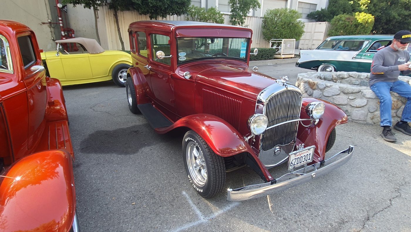 Candy red Ford Model A Tudor street rod